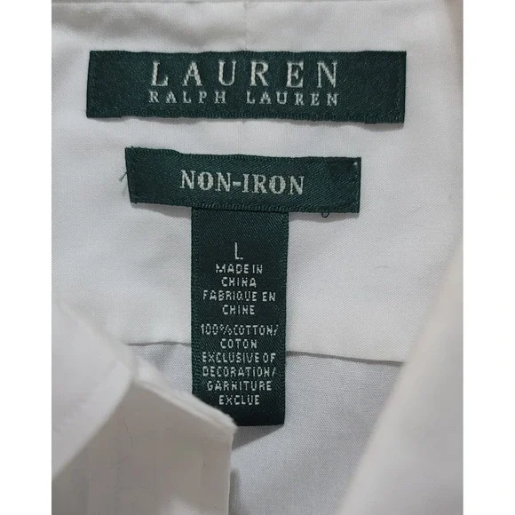 Lauren Ralph Lauren Women's White Non-Iron 3/4 Sleeve Blouse Size Large - Picture 2 of 7